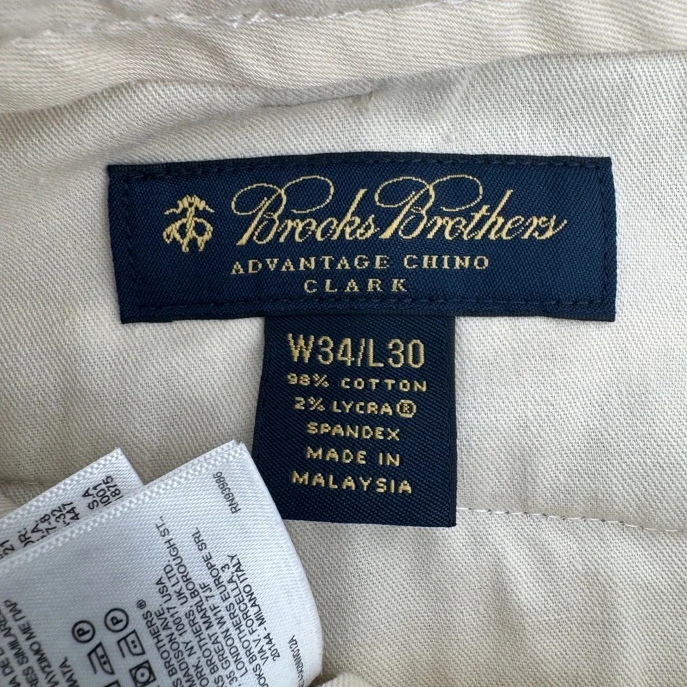 Brooks Brothers Mens Clark Advantage Chino‎ Khaki Tan Pants 34x30 100104084
